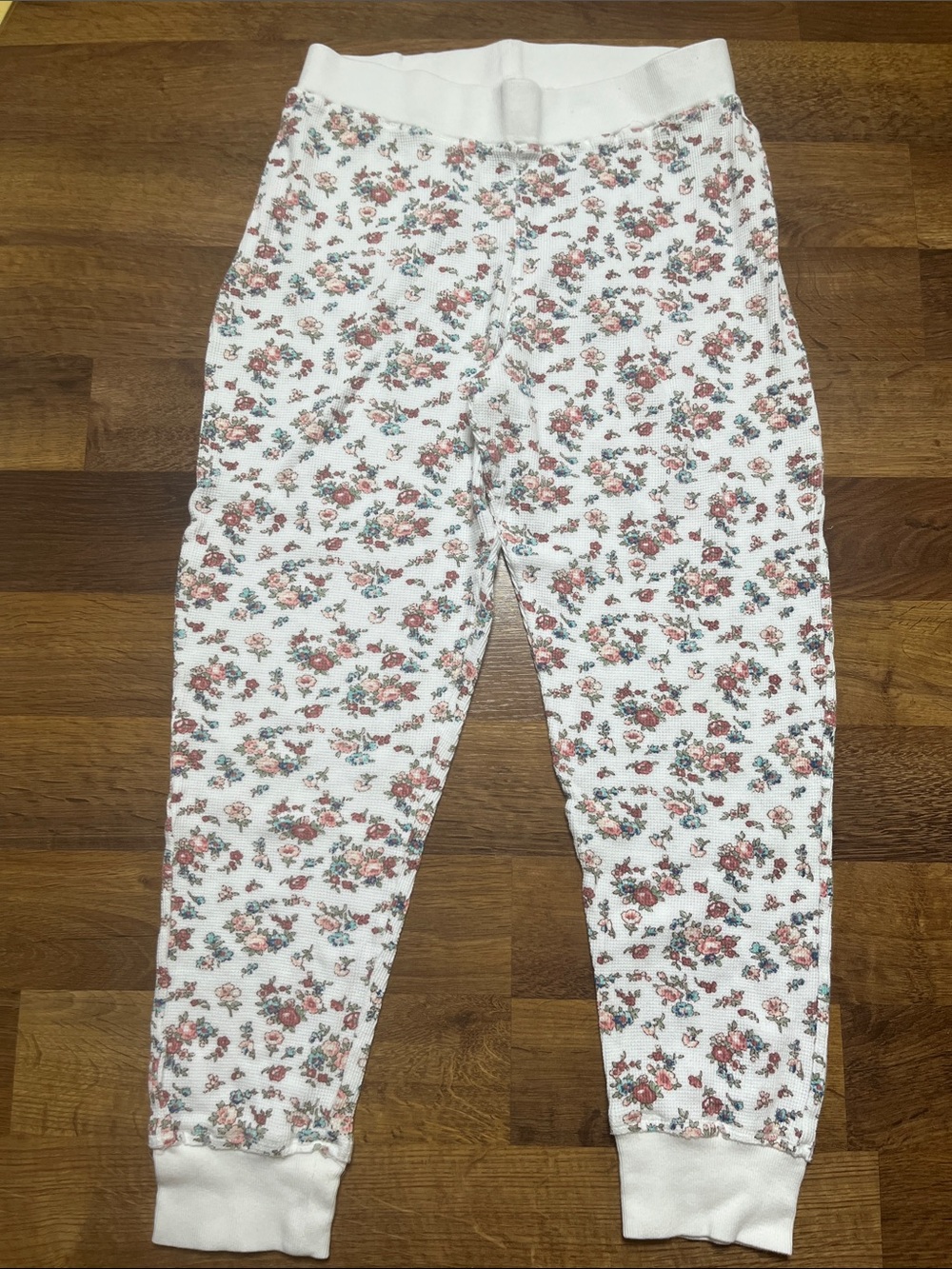 Sundance Thermal Waffle Pajama Pants Floral Print All Cotton Size Small